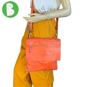 MAURIZIO TAIUTI ORANGE LEATHER CROSSBODY MESSENGER PURSE